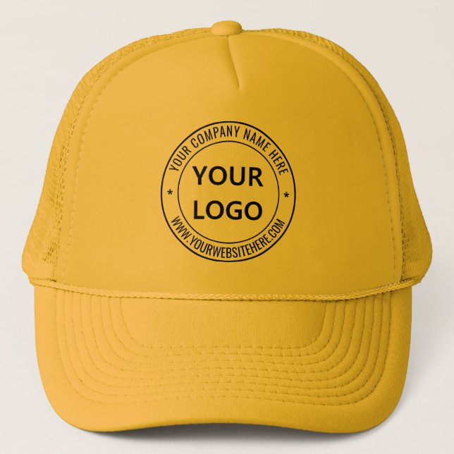 Custom Logo Text Stamp Promotional Trucker Hat (Front)