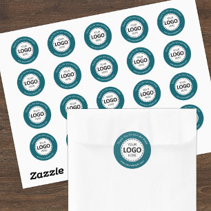 Custom Logo / Text Teal Round Stickers Sheet