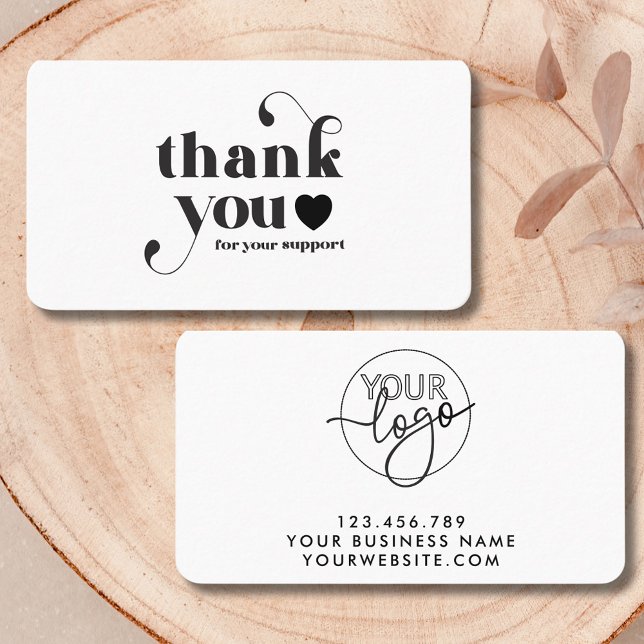 Custom Logo Thank You For Your Support Retro  Business Card (Creator Uploaded)