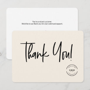 Custom Logo Thank You from Small Business beige Card