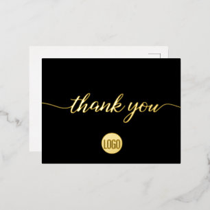 Custom logo Thank you Script Customer Appreciation Foil Invitation Postcard
