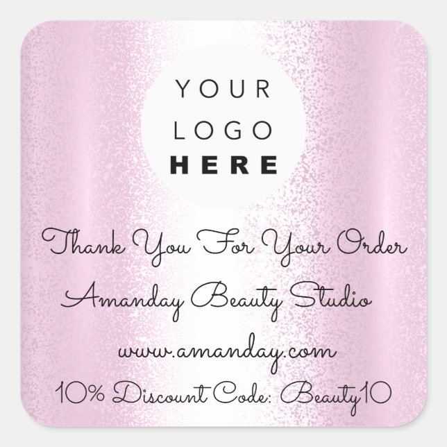 Custom Logo Thank You Shopping Discount Code Pinky Square Sticker (Front)