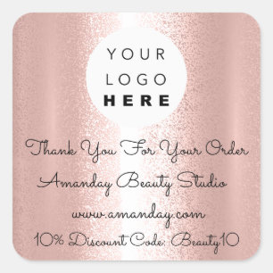 Custom Logo Thank You Shopping Discount ModernRose Square Sticker