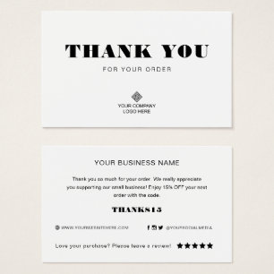 Custom Logo Thank You Small Business Packing Card