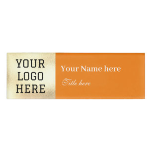 Custom Logo Title Simple Orange Business Name Tag
