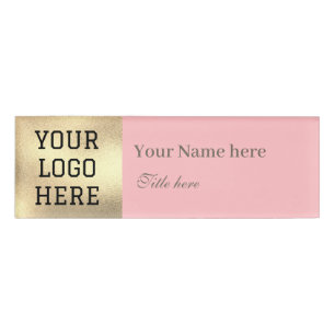 Custom Logo Title Simple Pink Business Name Tag