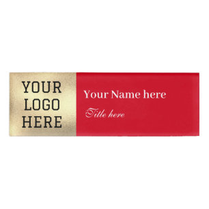 Custom Logo Title Simple Red Business Name Tag