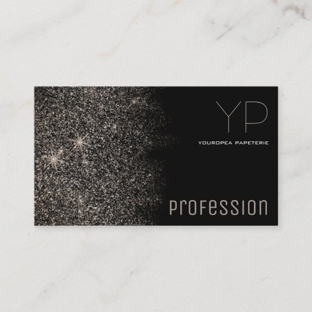Custom Logo Trendy Platinum Silver Glitter Elegant Business Card (Front)