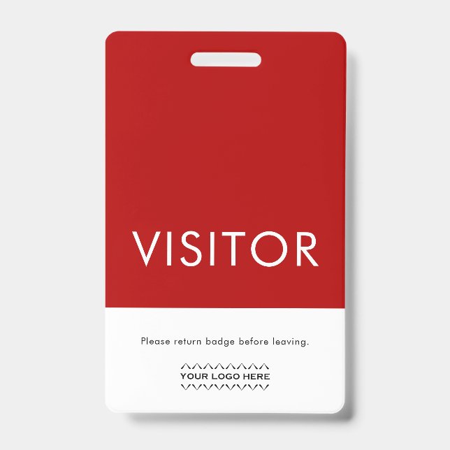 Custom Logo Visitor Badge | Red ID Badge (Front)