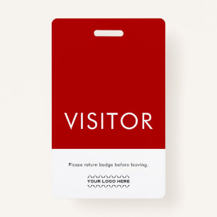 Custom Logo Visitor Badge   Red ID Badge