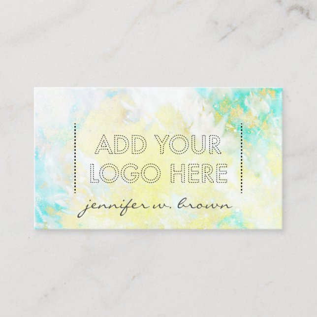 Custom Logo watercolor green Yellow essential oils Business Card (Front)