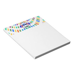 Custom logo wavy colourful rectangles on white notepad