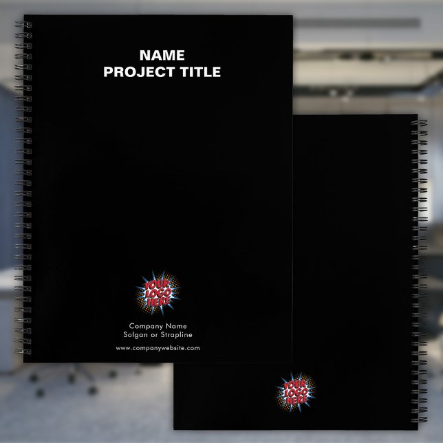 Custom Logo, Webiste, Name, Black Notebook (Creator Uploaded)