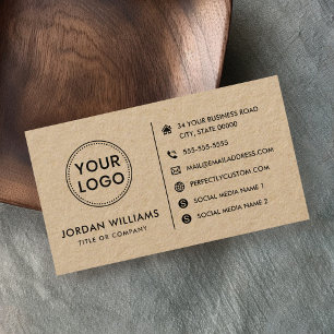 Custom logo website social media Kraft paper Business Card