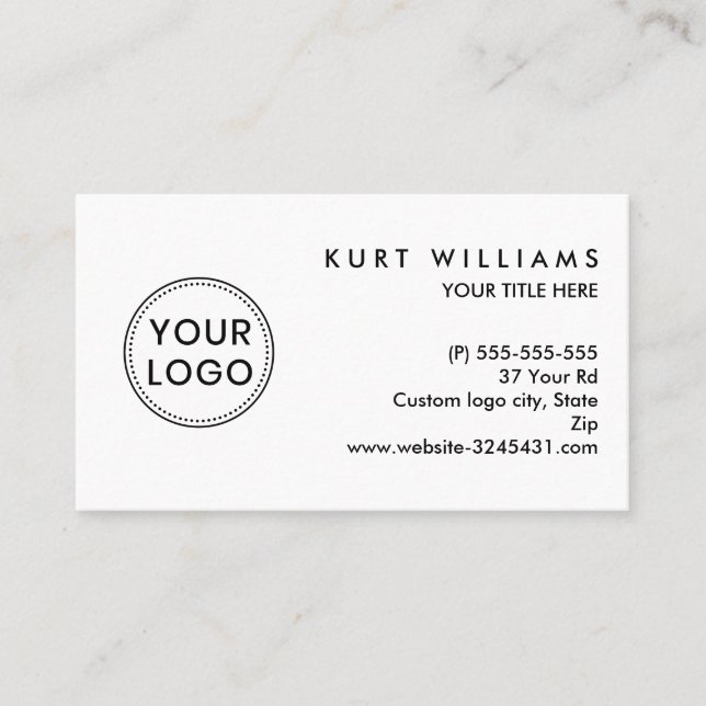 Custom logo white business card (Front)