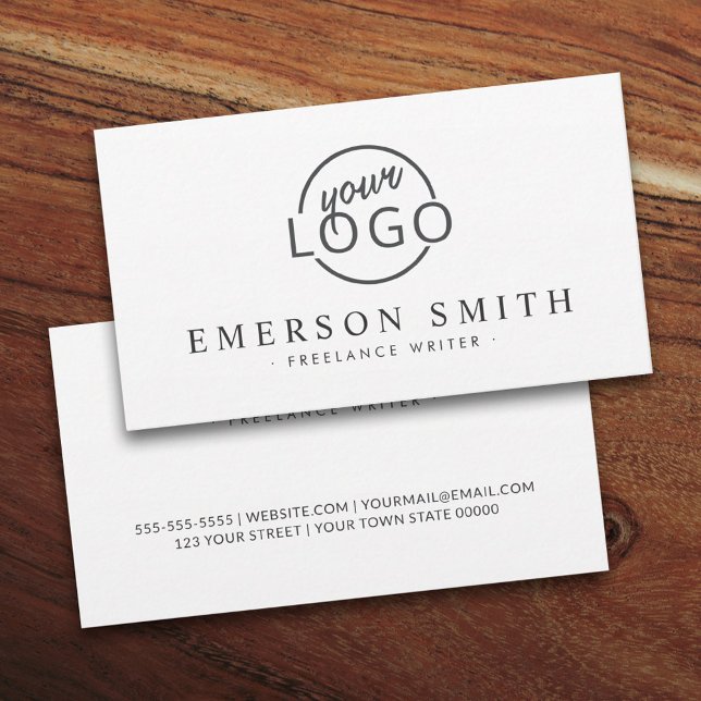 Custom logo white modern minimalist business card (Creator Uploaded)