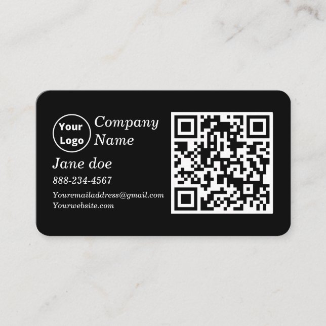 Custom logo with QR code and social media icons Bu Business Card (Front)