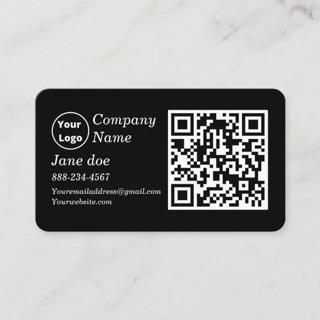 Custom logo with QR code and social media icons Bu Business Card | Zazzle
