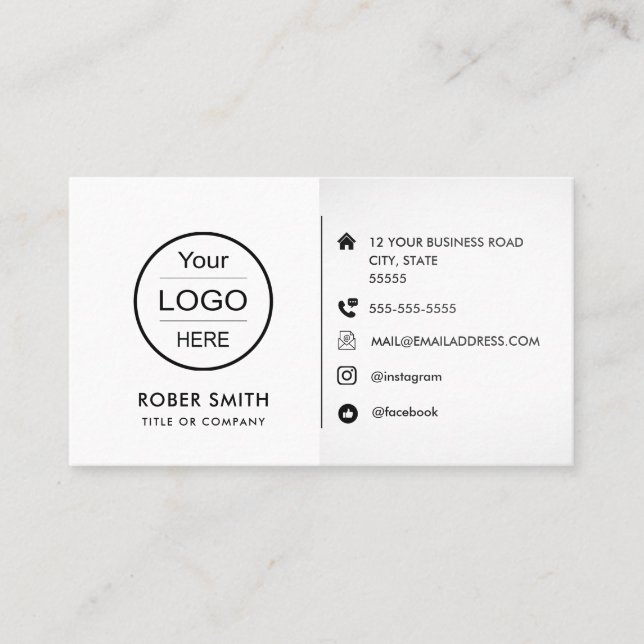Custom logo with social media icons business card (Front)