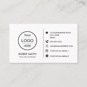 Custom logo with social media icons business card