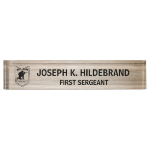 Custom Logo Wooden Military  Nameplate