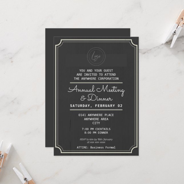 Custom logo workshop event dinner invitation (Front/Back In Situ)