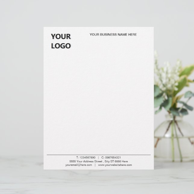 Custom Logo Your Business Name Personalised Office Letterhead (Standing Front)