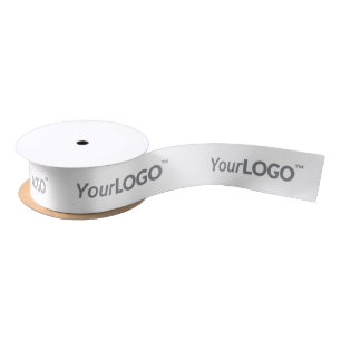 Custom Long Text Logo Business Branding White Satin Ribbon