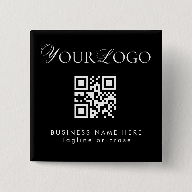 Custom Long Thin Business Company Logo QR Code 15 Cm Square Badge (Front)