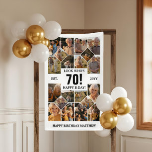 Custom Look Who's 70 Happy Birthday Photo Collage Banner