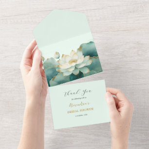 Custom Lotus flower Bridal Shower Thank you All In One Invitation