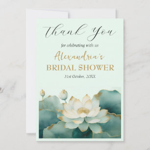 Custom Lotus flower Bridal Shower Thank you Card