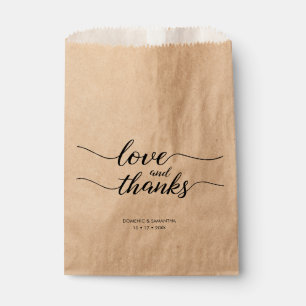 Custom Love and thanks Script Wedding treat Favour Bag