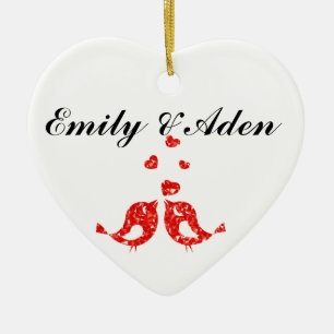 Custom Love Birds Ceramic Ornament