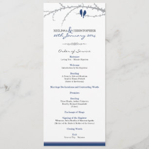 Custom Love Birds Order of Service (navy) Program