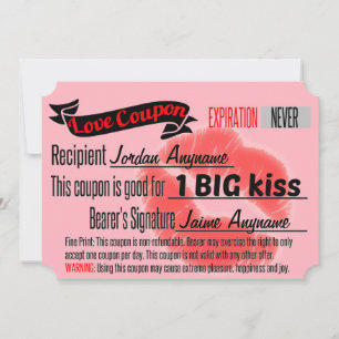 CUSTOM Love Coupon for BIG KISS