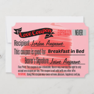 CUSTOM Love Coupon for BREAKFAST IN BED