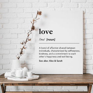 Custom love definition with family name dictionary canvas print