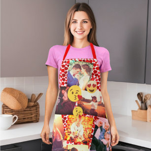 Custom love emoji Photo Collage  Apron