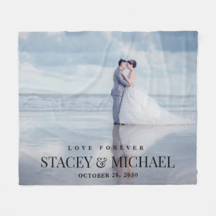 Custom Love Forever Photo Wedding Fleece Blanket