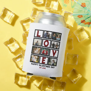 Custom Love Happy Valentines Day 8 Photo Collage Can Cooler