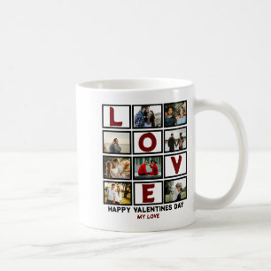 Custom Love Happy Valentines Day 8 Photo Collage T Coffee Mug