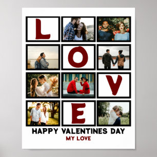 Custom Love Happy Valentines Day 8 Photo Collage T Poster