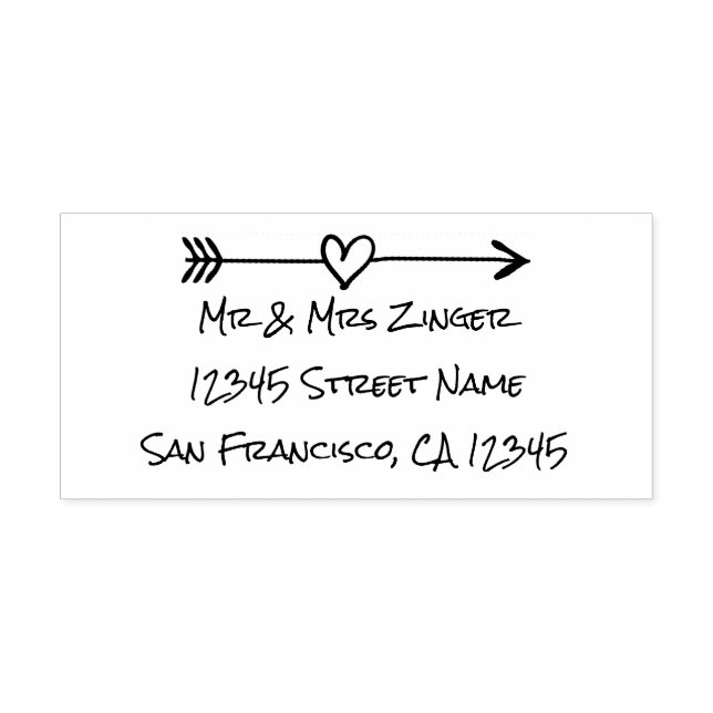 Custom love heart arrow self inking address stamp (Design)