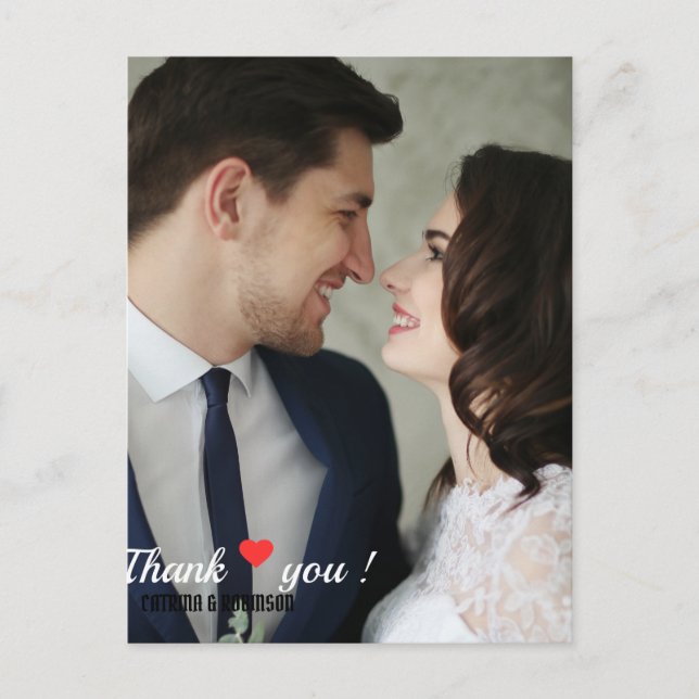 Custom love Heart Wedding Photo Postcard (Front)