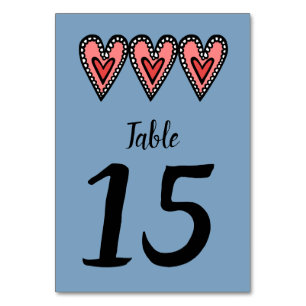 Custom Love Heart Wedding Table Number