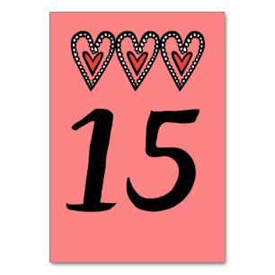 Custom Love Heart Wedding Table Number