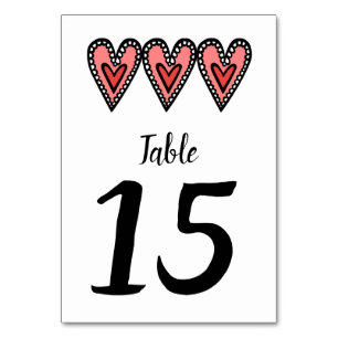 Custom Love Heart Wedding Table Number