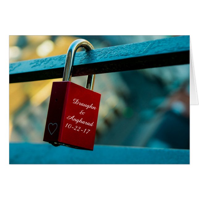Custom "Love Lock" Padlock Relationship Card (Front Horizontal)