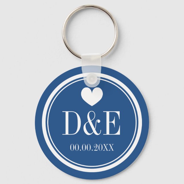Custom love monogram wedding party favour key ring (Front)